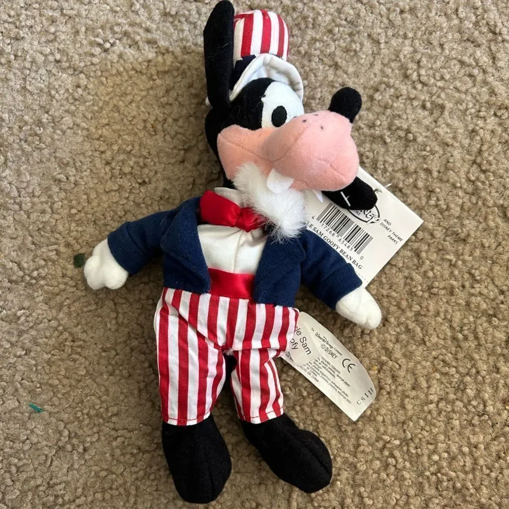 Vintage Goofy Uncle Sam USA Stuffed Animal Plush NWT